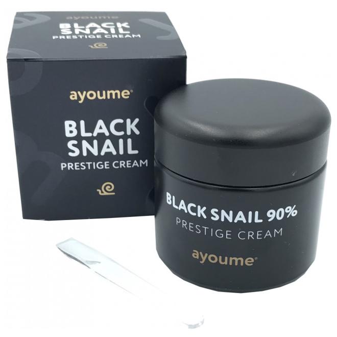 Крем для лица муцином черной улитки AYOUME 90%  Black Snail Prestige Cream 70мл							 - фото