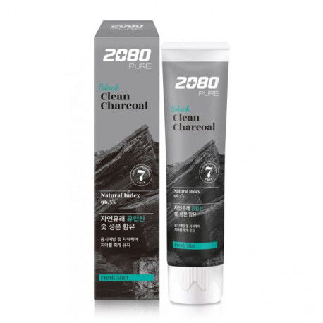 Отбеливающая зубная паста с углем Aekyung 2080 Black Clean Charcoal Toothpaste(120 гр) - фото