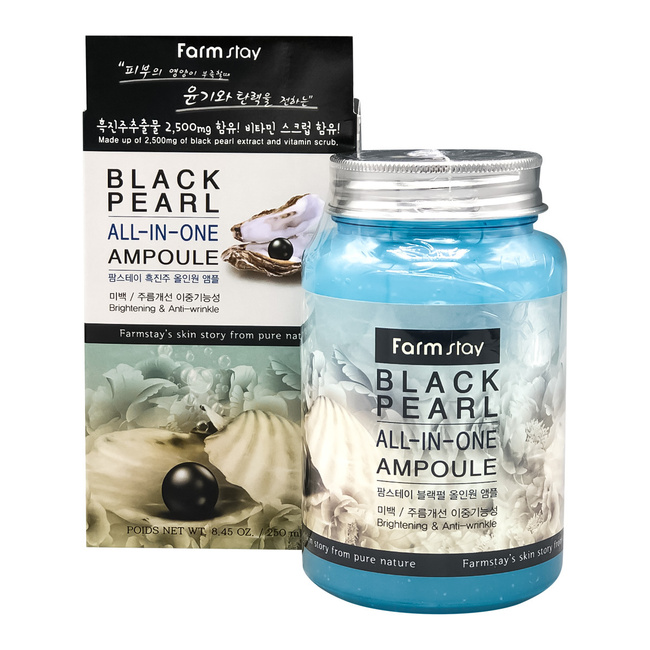Сыворотка ампульная многофункциональная с чёрным жемчугом FarmStay Black Pearl All-In-One Ampoule, 250ml - фото
