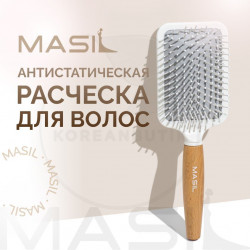 Расческа деревянная массажная  для волос Masil Wooden Paddle Brush - фото