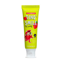 Consly Паста зубная гелевая детская Dino's Smile с ксилитом и вкусом клубники 60г  - фото