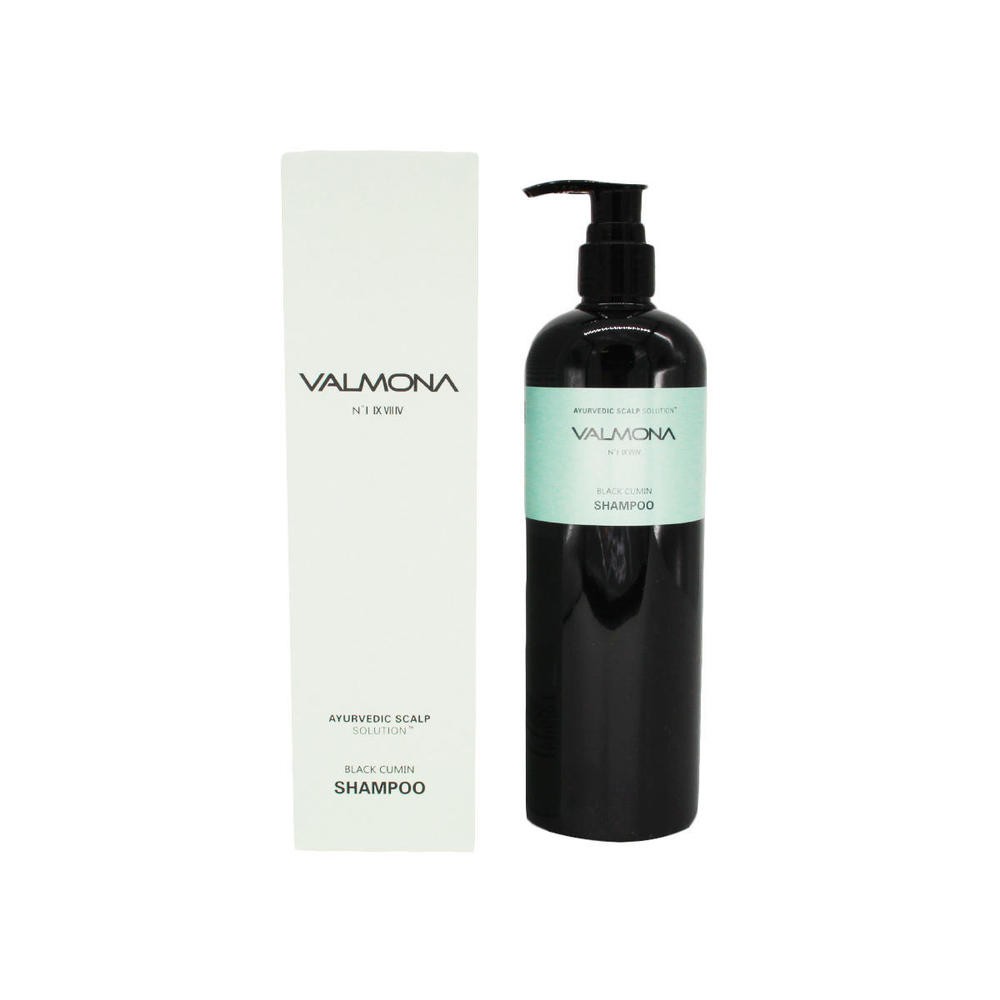 Шампунь для оздоровления кожи головы и профилактики выпадения волос EVAS Valmona Ayurvedic Scalp Solution Black Cumin Shampoo 480ml - фото